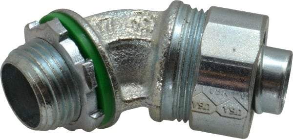 Cooper Crouse-Hinds - 1/2" Trade, Malleable Iron Threaded Angled Liquidtight Conduit Connector - Noninsulated - Industrial Tool & Supply