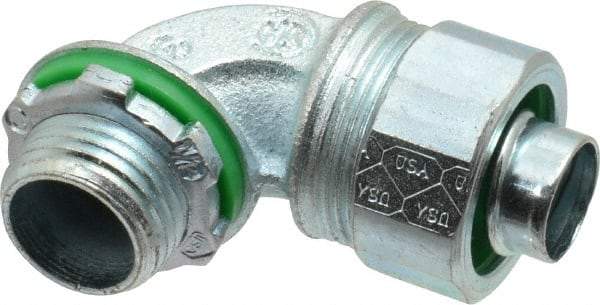 Cooper Crouse-Hinds - 1/2" Trade, Malleable Iron Threaded Angled Liquidtight Conduit Connector - Noninsulated - Industrial Tool & Supply