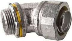 Cooper Crouse-Hinds - 1" Trade, Malleable Iron Threaded Angled Liquidtight Conduit Connector - Noninsulated - Industrial Tool & Supply