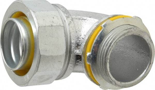 Cooper Crouse-Hinds - 1-1/4" Trade, Malleable Iron Threaded Angled Liquidtight Conduit Connector - Noninsulated - Industrial Tool & Supply