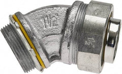 Cooper Crouse-Hinds - 1-1/2" Trade, Malleable Iron Threaded Angled Liquidtight Conduit Connector - Noninsulated - Industrial Tool & Supply