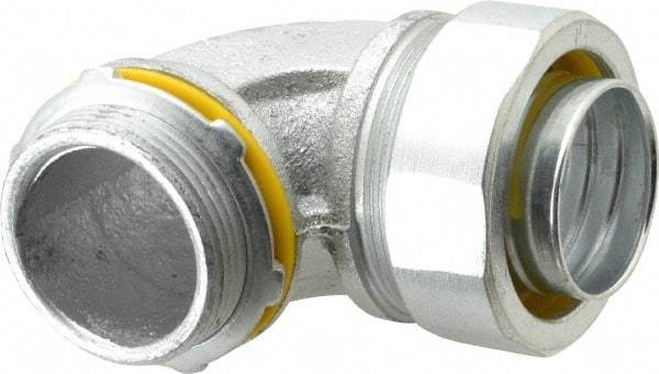 Cooper Crouse-Hinds - 1-1/2" Trade, Malleable Iron Threaded Angled Liquidtight Conduit Connector - Noninsulated - Industrial Tool & Supply