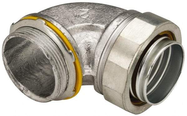 Cooper Crouse-Hinds - 2" Trade, Malleable Iron Threaded Angled Liquidtight Conduit Connector - Noninsulated - Industrial Tool & Supply