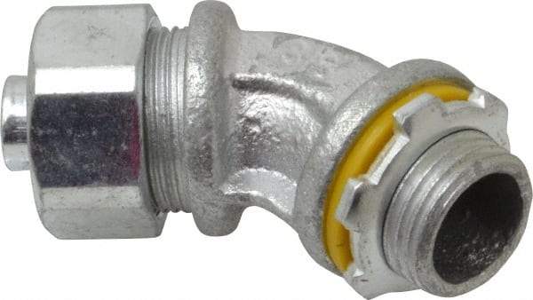 Cooper Crouse-Hinds - 3/8" Trade, Malleable Iron Threaded Angled Liquidtight Conduit Connector - Noninsulated - Industrial Tool & Supply