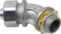 Cooper Crouse-Hinds - 3/8" Trade, Malleable Iron Threaded Angled Liquidtight Conduit Connector - Noninsulated - Industrial Tool & Supply