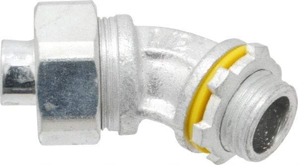 Cooper Crouse-Hinds - 1/2" Trade, Malleable Iron Threaded Angled Liquidtight Conduit Connector - Noninsulated - Industrial Tool & Supply
