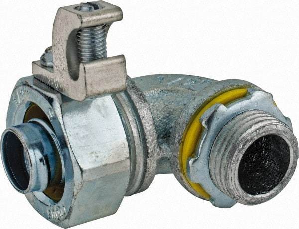 Cooper Crouse-Hinds - 1/2" Trade, Malleable Iron Threaded Angled Liquidtight Conduit Connector - Noninsulated - Industrial Tool & Supply