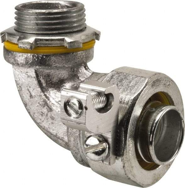 Cooper Crouse-Hinds - 3/4" Trade, Malleable Iron Threaded Angled Liquidtight Conduit Connector - Noninsulated - Industrial Tool & Supply
