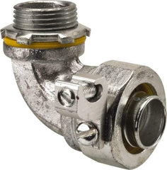 Cooper Crouse-Hinds - 3/4" Trade, Malleable Iron Threaded Angled Liquidtight Conduit Connector - Noninsulated - Industrial Tool & Supply