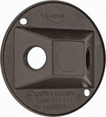 Cooper Crouse-Hinds - 2 Outlet, 1/2" Hole Diam, Powder Coat Finish, Round Noncorrosive Weatherproof Box Cover - 4-1/2" Wide x 9/16" High, Wet Locations, Aluminum, UL Listed - Industrial Tool & Supply