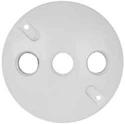 Cooper Crouse-Hinds - 3 Outlet, 1/2" Hole Diam, Powder Coat Finish, Round Noncorrosive Weatherproof Box Cover - 4-1/2" Wide x 9/16" High, Wet Locations, Aluminum, UL Listed - Industrial Tool & Supply