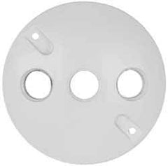 Cooper Crouse-Hinds - 3 Outlet, 1/2" Hole Diam, Powder Coat Finish, Round Noncorrosive Weatherproof Box Cover - 4-1/2" Wide x 9/16" High, Wet Locations, Aluminum, UL Listed - Industrial Tool & Supply