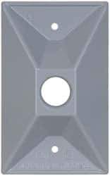 Cooper Crouse-Hinds - 1 Outlet, 1/2" Hole Diam, Powder Coat Finish, Rectangle Noncorrosive Weatherproof Box Cover - 4-1/2" Long x 2-3/4" Wide x 7/8" High, Wet Locations, Aluminum, UL Listed - Industrial Tool & Supply