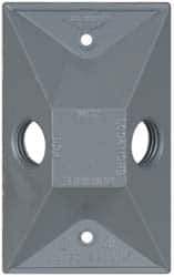 Cooper Crouse-Hinds - 2 Outlet, 1/2" Hole Diam, Powder Coat Finish, Rectangle Noncorrosive Weatherproof Box Cover - 4-5/8" Long x 2-7/8" Wide x 1-1/16" High, Wet Locations, Aluminum, UL Listed - Industrial Tool & Supply