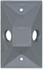 Cooper Crouse-Hinds - 2 Outlet, 1/2" Hole Diam, Powder Coat Finish, Rectangle Noncorrosive Weatherproof Box Cover - 4-5/8" Long x 2-7/8" Wide x 1-1/16" High, Wet Locations, Aluminum, UL Listed - Industrial Tool & Supply