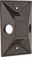 Cooper Crouse-Hinds - 2 Outlet, 1/2" Hole Diam, Powder Coat Finish, Rectangle Noncorrosive Weatherproof Box Cover - 4-5/8" Long x 2-7/8" Wide x 1-1/16" High, Wet Locations, Aluminum, UL Listed - Industrial Tool & Supply