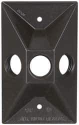 Cooper Crouse-Hinds - 3 Outlet, 1/2" Hole Diam, Powder Coat Finish, Rectangle Noncorrosive Weatherproof Box Cover - 4-5/8" Long x 2-7/8" Wide x 1-1/16" High, Wet Locations, Aluminum, UL Listed - Industrial Tool & Supply