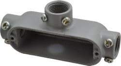 Cooper Crouse-Hinds - Form 5, T Body, 1/2" Trade, EMT, IMC, Rigid Aluminum Conduit Body - Rectangle, 4.82" OAL, 4.35 cc Capacity, Gray - Industrial Tool & Supply