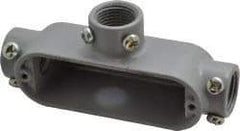 Cooper Crouse-Hinds - Form 5, T Body, 1/2" Trade, EMT, IMC, Rigid Aluminum Conduit Body - Rectangle, 4.82" OAL, 4.35 cc Capacity, Gray - Industrial Tool & Supply