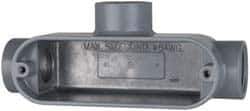 Cooper Crouse-Hinds - Form 5, T Body, 3/4" Trade, IMC, Rigid Aluminum Conduit Body - Oval/Rectangle, 5.4" OAL, 7.3 cc Capacity, Silver - Industrial Tool & Supply
