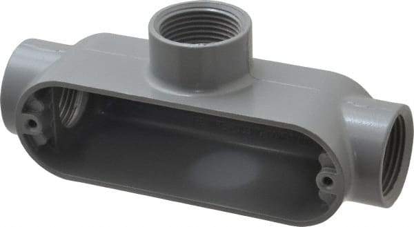 Cooper Crouse-Hinds - Form 5, T Body, 1" Trade, IMC, Rigid Aluminum Conduit Body - Oval/Rectangle, 6.33" OAL, 12.2 cc Capacity, Silver - Industrial Tool & Supply