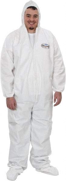 KleenGuard - Size 4XL Film Laminate General Purpose Coveralls - White, Zipper Closure, Elastic Cuffs, with Boots, Serged Seams - Industrial Tool & Supply