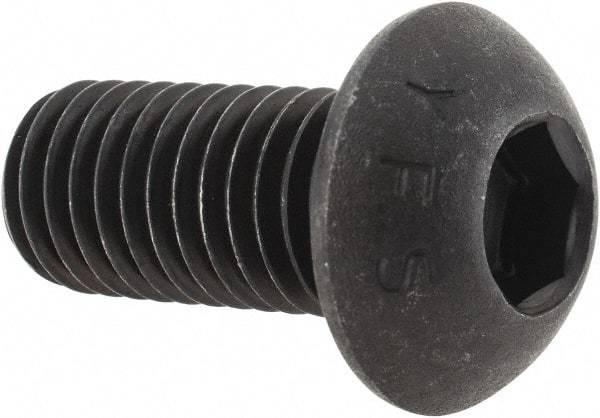 Value Collection - M12x1.75 Metric Coarse Hex Socket Drive, Button Screw - Grade 12.9 Alloy Steel, Black Oxide Finish, Fully Threaded, 25mm Length Under Head - Industrial Tool & Supply
