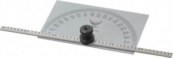 PEC Tools - 0 to 6 Inch Rule Measurement Range, 0 to 180° Angle Measurement Range, Rectangle Head Tempered Steel Protractor and Depth Gage - 1° Angle Graduation, 3-5/16 Inch Head Length, 2 Inch Head Width - Industrial Tool & Supply