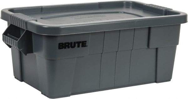 Rubbermaid - 14 Gal, 400 Lb Load Capacity Gray Polyethylene Tote Container - Nesting, 27.9" Long x 16-1/2" Wide x 10.7" High, Lid Included - Industrial Tool & Supply