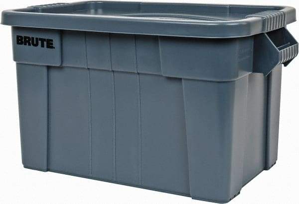 Rubbermaid - 20 Gal, 400 Lb Load Capacity Gray Polypropylene Tote Container - Nesting, 27.9" Long x 17.4" Wide x 15.1" High, Lid Included - Industrial Tool & Supply