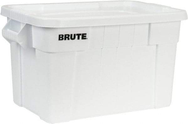 Rubbermaid - 20 Gal, 400 Lb Load Capacity White Polyethylene Tote Container - Nesting, 27.9" Long x 17.4" Wide x 15.1" High, Lid Included - Industrial Tool & Supply
