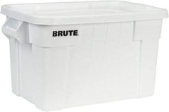 Rubbermaid - 20 Gal, 400 Lb Load Capacity White Polyethylene Tote Container - Nesting, 27.9" Long x 17.4" Wide x 15.1" High, Lid Included - Industrial Tool & Supply