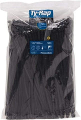 Thomas & Betts - 13.4" Long Black Nylon Standard Cable Tie - 120 Lb Tensile Strength, 1.65mm Thick, 4" Max Bundle Diam - Industrial Tool & Supply