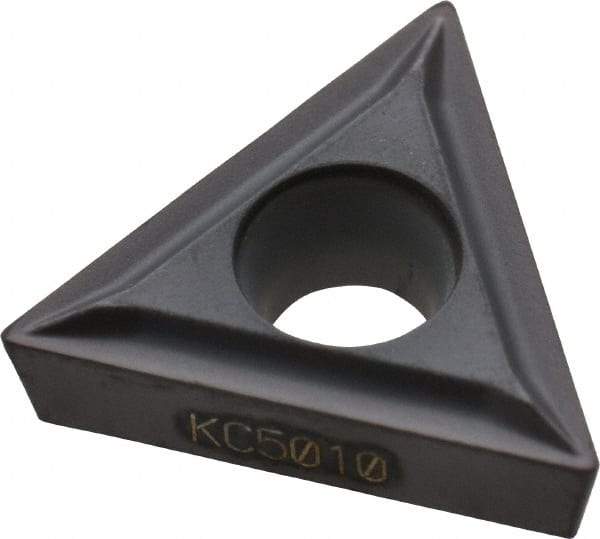 Kennametal - TCMT21.50.5 LF Grade KC5010 Carbide Turning Insert - TiAlN Finish, 60° Triangle, 1/4" Inscr Circle, 3/32" Thick, 0.008" Corner Radius - Industrial Tool & Supply