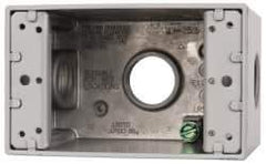 Cooper Crouse-Hinds - 1 Gang, (3) 3/4" Knockouts, Aluminum Rectangle Outlet Box - 4-1/4" Overall Height x 2-7/8" Overall Width x 2-21/32" Overall Depth, Weather Resistant - Industrial Tool & Supply