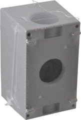 Cooper Crouse-Hinds - 1 Gang, (3) 1" Knockouts, Aluminum Rectangle Outlet Box - 4-1/4" Overall Height x 2-7/8" Overall Width x 2-21/32" Overall Depth, Weather Resistant - Industrial Tool & Supply