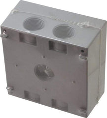 Cooper Crouse-Hinds - 2 Gang, (5) 3/4" Knockouts, Aluminum Rectangle Outlet Box - 4-9/16" Overall Height x 4-5/8" Overall Width x 2-1/16" Overall Depth, Weather Resistant - Industrial Tool & Supply