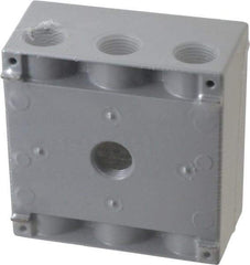 Cooper Crouse-Hinds - 2 Gang, (7) 1/2" Knockouts, Aluminum Rectangle Outlet Box - 4-9/16" Overall Height x 4-5/8" Overall Width x 2-1/16" Overall Depth, Weather Resistant - Industrial Tool & Supply