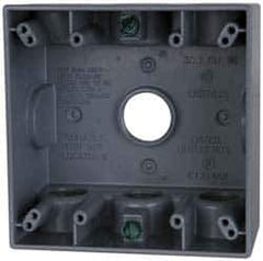 Cooper Crouse-Hinds - 2 Gang, (7) 3/4" Knockouts, Aluminum Rectangle Outlet Box - 4-9/16" Overall Height x 4-5/8" Overall Width x 2-1/16" Overall Depth, Weather Resistant - Industrial Tool & Supply