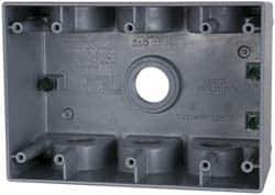 Cooper Crouse-Hinds - 3 Gang, (7) 3/4" Knockouts, Aluminum Rectangle Outlet Box - 2-5/8" Overall Depth, Weather Resistant - Industrial Tool & Supply