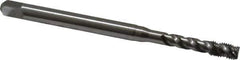 Emuge - #8-36 UNF, 3 Flute, 45° Helix, Bottoming Chamfer, Bright Finish, Cobalt Spiral Flute STI Tap - Right Hand Flute, 3.15" OAL, 0.22" Shank Diam, 0.512" Thread Length, 3B Class of Fit, Series Enorm Z - Exact Industrial Supply