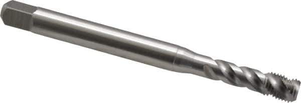 Emuge - 1/4-28 UNF, 3 Flute, 45° Helix, Bottoming Chamfer, Bright Finish, Cobalt Spiral Flute STI Tap - Right Hand Flute, 3.543" OAL, 0.318" Shank Diam, 0.669" Thread Length, 3B Class of Fit, Series Enorm Z - Exact Industrial Supply
