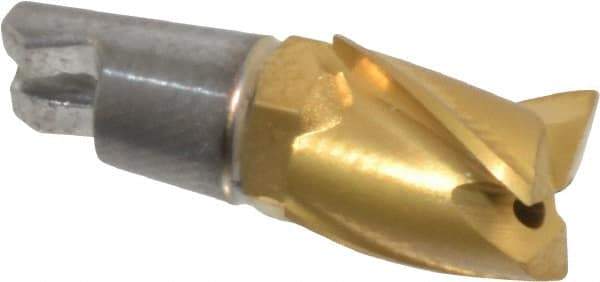Seco - MM06 E02 Grade F30M Carbide End Milling Tip Insert - TiAlN/TiN Finish, 3 Flutes, 1/4" Cutting Diam, 0.296" Depth of Cut, 0.39" Extension - Industrial Tool & Supply