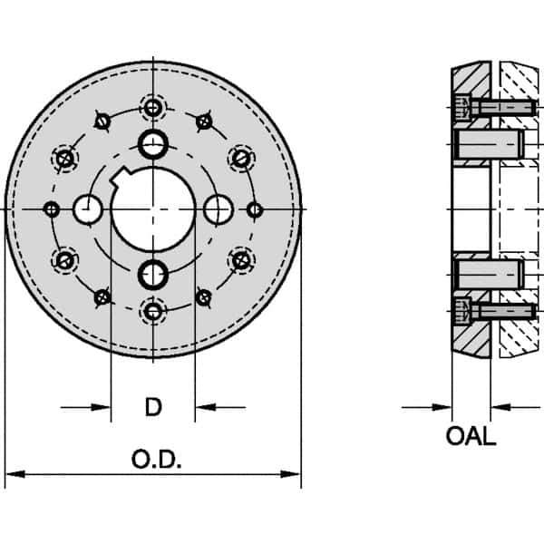 Kennametal - 2 Inch Hole Diameter, For 8, 10, 12 Inch Outside Diameter, Compatible Toolholder Style KVNS A2, Slotting Cutter Support Ring - 5-1/2 Inch Ring Outside Diameter, 0.472 Inch Ring Width - Industrial Tool & Supply