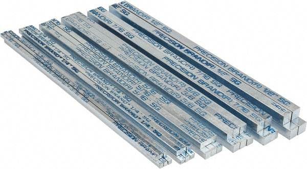 Precision Brand - 12" Long, Zinc-Plated Key Stock Assortment - Low Carbon Steel - Industrial Tool & Supply