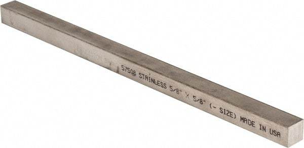 Precision Brand - 12" Long x 5/8" High x 5/8" Wide, Plain Key Stock - Stainless Steel - Industrial Tool & Supply