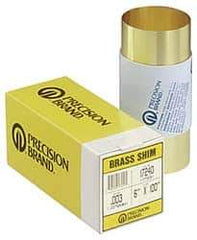 Precision Brand - 100 Inch Long x 6 Inch Wide x 0.005 Inch Thick, Roll Shim Stock - Brass - Industrial Tool & Supply