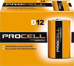 Duracell - Size D, Alkaline, Standard Battery - 1.5 Volts, Button Tab Terminal - Industrial Tool & Supply