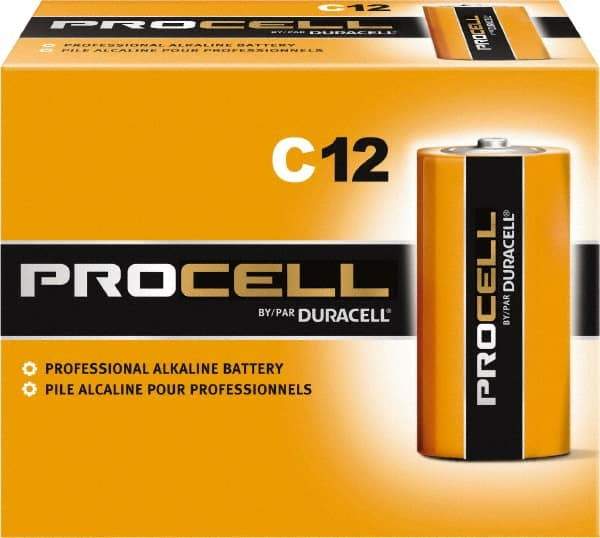 Duracell - Size C, Alkaline, Standard Battery - 1.5 Volts, Button Tab Terminal - Industrial Tool & Supply