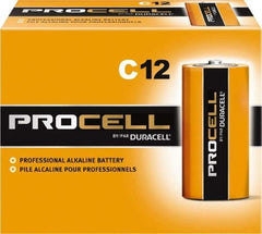 Duracell - Size C, Alkaline, Standard Battery - 1.5 Volts, Button Tab Terminal - Industrial Tool & Supply